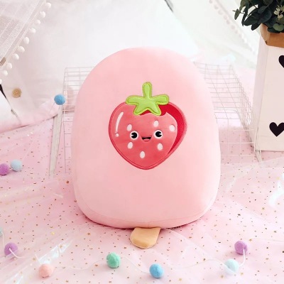 Square Strawberry Pillow High Imitation Ice Cream Ice Cream Fruit Pillow Multifunctional Lumbar Support Pillow Car Travel Neck Pillow Cushion