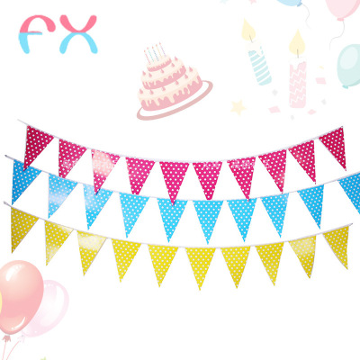 Birthday Party Decoration Pennant Polka Dot Multicolor Birthday Pennant Party Decoration Small Colorful Flag Flag Banner