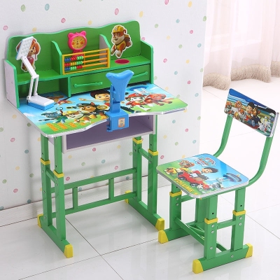 Children's School Supplies Table and Chair Adjustable Height Student Desk Anti-Humpback Home School Supplies