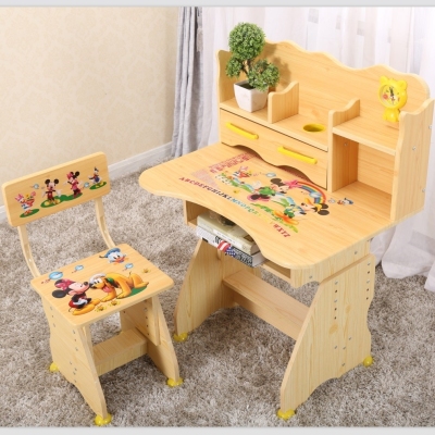 Children's High-Grade Solid Wood Study Table Student Desk School Table and Chair