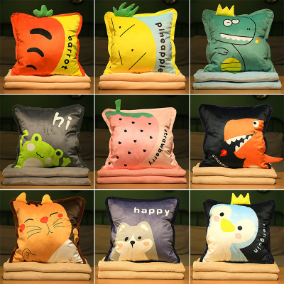 Multifunctional Pillow Quilt Rug Cushion Three-in-One Cartoon Airable Cover Pocket Hand Warmer Pillow Muffle with Hands Car Universal