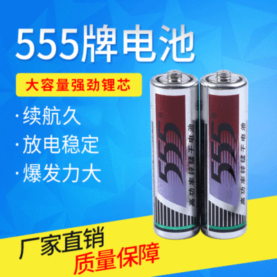 Authentic 555 Brand No. 7 Battery No. 5 Steel Casing Zinc Meng Dry Battery AA No. 5 Toy Microphone Mouse Battery