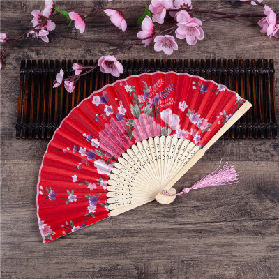Fan Folding Fan Ancient Style Chinese Style Folding Spun Silk Fan Summer Portable Elegant Classical Ancient Costume Japanese Portable Female Fan