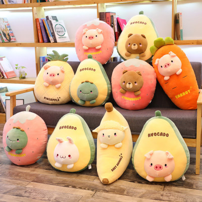 Tiktok Same Style Emulational Fruit Avocado Carrot Pillow Doll Creative Children Gift Stuffed Doll