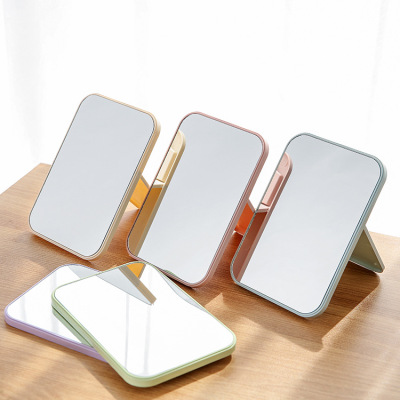 Simple and Portable Folding Mirror Rectangular HD Single-Sided Makeup Mirror Dressing Mirror Nordic Color Plastic Hairdressing Mirror