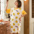 Pure Cotton Nightdress Women's Summer Cotton Short Sleeve Pajamas Loose and Cute Plump Girls plus Size Home Wear Can Be Worn outside