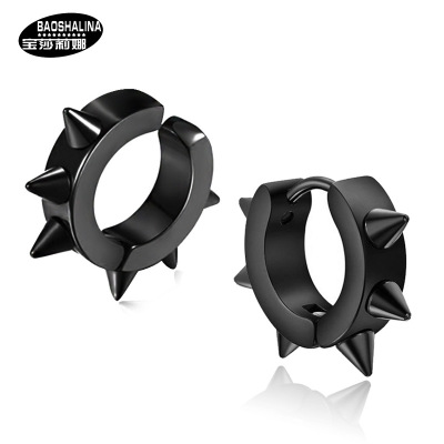 Six Thorn Titanium Steel Ear Clips Korean Style Non-Pierced Male and Female Ear Clip Non-Pierced Earrings Pseudo Earrings A