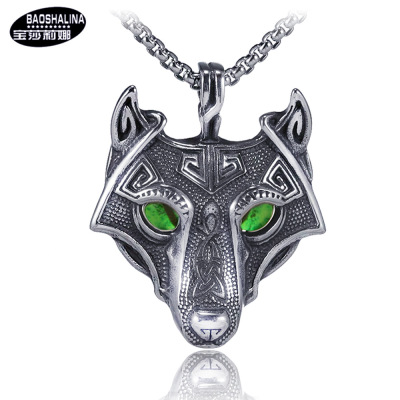 Cross-Border Popular Star Hip Hop Necklace European and American Ancient Titanium Steel Necklace Trendy Men's Stainless Steel Necklace Wolf Head Pendant