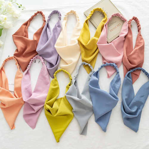 scarf solid color macaron color elastic band stretch all-matching hair band cross-border female triangle scarf ornament