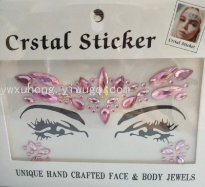 Acrylic Face Stick-on Crystals Environmental Protection Resin Drill Face Pasters Crystal Diamond Eyebrow Stick-on 