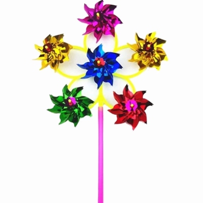 Outdoor Six Sequined Flower Windmill Colorful Plastic Colorful Traditional Small Windmill Stall Hot Sale Children's Toys Wholesale