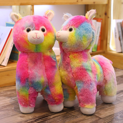 Colorful Alpaca Doll Pillow Plush Toy Alpaca Doll Prize Claw Doll Gift Sample Graphic Customization Wholesale