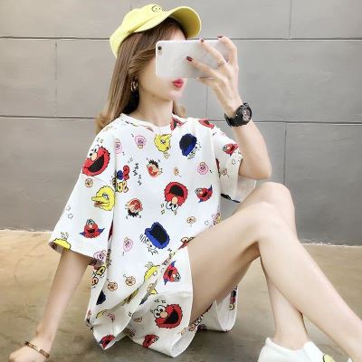 Pajamas Women's Summer Loose plus Size Sweet Cute Student Short Sleeve Shorts Can Be Worn outside Korean Style Homewear Suit