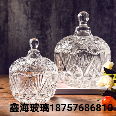 Glass Sugar Bowl Candy Dish Lead-Free Glass Sugar Bowl Dried Fruit Candy Biscuit Storage Box with Lid Fruit Plate Glass Jar