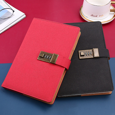 Leather Password-Protected Noteboy Student Diary with Lock Notebook A5 B5