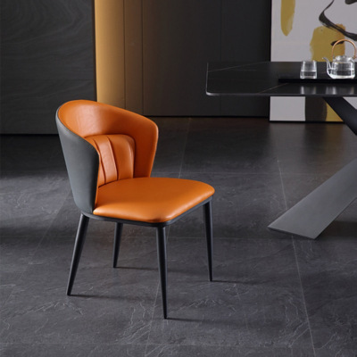 Nordic Italian Minimalist Dining Chair Home Modern Minimalist Cosmetic Chair Simple Restaurant Leather Chair Desk Chair Backrest Stool
