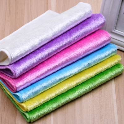 Factory Direct Sales Korean-Style Long Wool Mercerized Rag Oil-Free Dish Towel Double-Layer Thickened Absorbent Cloth