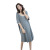 2020 Summer New Modal Striped Nightdress Mid-Length Short Sleeve Pajamas Dress Slim Fit Slimming Homewear