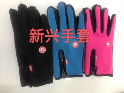 Outdoor Sports Autumn and Winter Anti-Touch Screen Splash-Proof Windproof Warm Gloves Cycling Zipper Ski Gloves Unisex