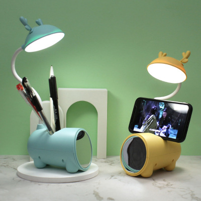 Children's Eye Protection Cubby Lamp Student Bedroom Touch LED Night Light USB Rechargeable Desktop Storage Mirror Desk Lamp