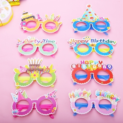 Creative Birthday Decorations Kindergarten Children's Paper Glasses Christmas Mask Gift Present Activity Party Supplies