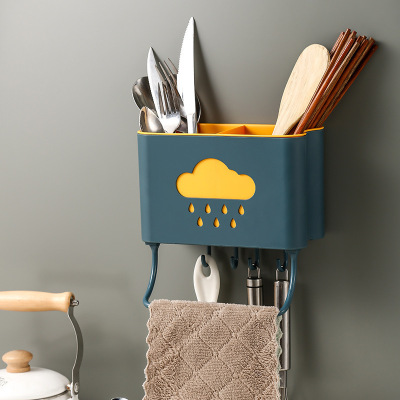 Cloud Storage Rack Kitchen Multi-Functional Rag Clip Wall-Mounted Divided Tableware Storage Box Chopsticks Holder