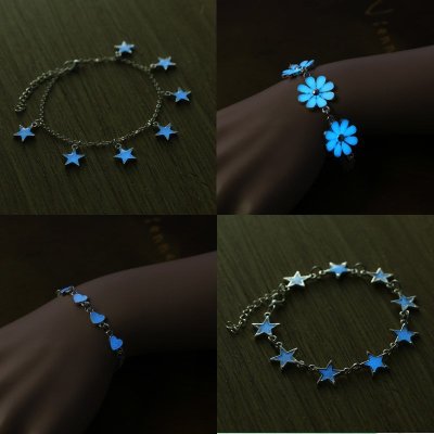 Korean Style Cute Luminous Couple Girlfriends Bracelet Five-Pointed Star Love Heart Flower Luminous Brace Lace Bracelet Female School