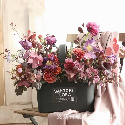 2020 Fashion Item Pu Portable Flower Flower Pot Gift Box Valentine's Day Surprise Flower Shop Material Hand Gift Box