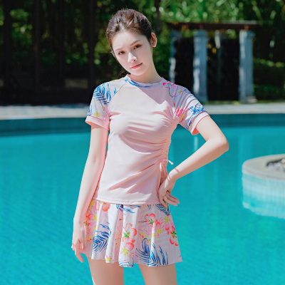 2021 New Two-Piece Swimsuit for Female Students Conservative Cover Belly Thin Ins Style Exercise Skirt Swimsuit
