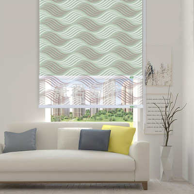 Day & Night Curtain Double-Layer Roller Shade Shading Bedroom Study Office Hand Pull Electric Lifting Roll-up Curtain