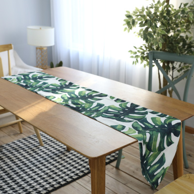 Waterproof Monstera Deliciosa Table Runner Nordic Fresh Plant Table Cloth TV Cabinet and Tea Table Tablecloth Tablecloth Cover Towel Table Runner