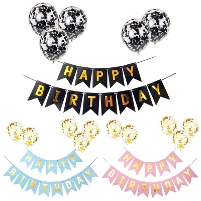 Cross-Border Export Creative Birthday Rubber Balloons Happy Birthday Card Decoration Dress up Sequined Balloon Birthday Set