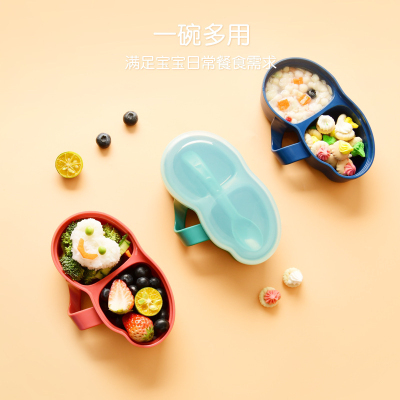 Baby Eat Learning Portable Solid Food Bowl Baby Going out Dinner Plate Fruit Puree Grinding Bowl Solid Food Spoon Feeding Tableware Set
