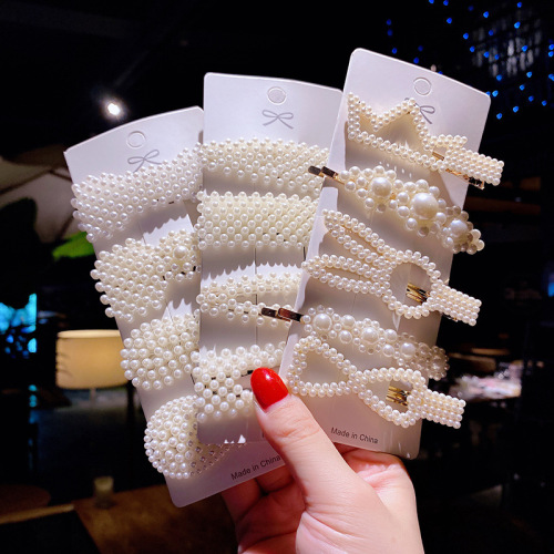 korean style instagram mesh red pearl water drop barrettes elegant lady side fringe bobby pin girl heart bb clip hairpin