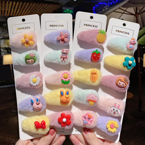 2020 autumn and winter plush barrettes japanese sweet girl‘s hairpin cute side clip baby princess broken hair duckbill clip