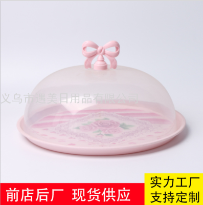 Factory Direct Sales European Fruit Plate with Stand Printing Cake Plate with Lid Set High Base Foreign Trade Export Wholesale