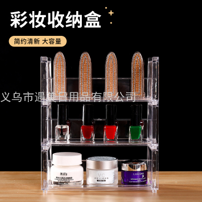 Acrylic Transparent Lipstick Storage Box 24-Grid Lipstick Stand Display Makeup Rack Cosmetics Storage Box Transparent