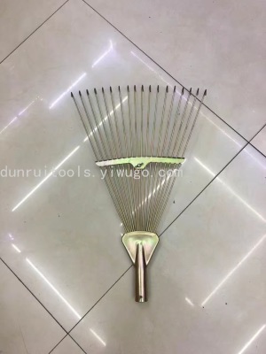 18 Teeth Retractable Plated Color Zinc Garden Dead Leaves and Fallen Leaves round Teeth Pitchfork Outdoor