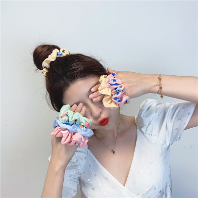 Japanese and Korean Summer Fruit Hair Ring Girl Cute Cartoon Character Chiffon Digital Printing Large Intestine Ring Korean Headdress