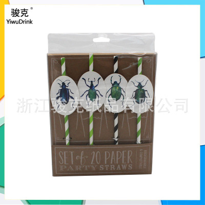 Hot Sale Hot Sale Customizable Eco-friendly Brown Paper Straw Set Bug Series Brown Paper Straw Set