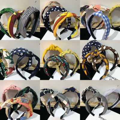 New Fabric Craft Printed Butterfly Headband Korean Style All-Match Hair Band Mixed Batch Elegant Hair Accessories Wholesale