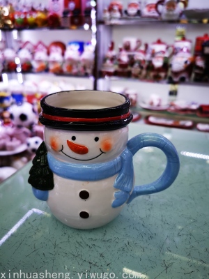 Christmas Snowman Cup Ceramic Color Painting Gift