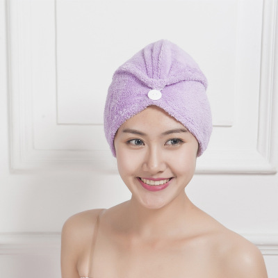 Korean Style Coral Velvet Hair-Drying Cap Hair Drying Towel Super Absorbent Bow Thickened plus-Sized Large Shower Cap Triangle Beauty Cap