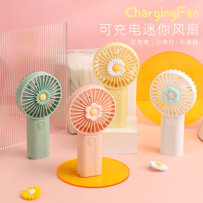 Drip Fan Fresh Flower Handheld Mini Rechargeable Fan Portable with Light Little Fan Promotional Gifts