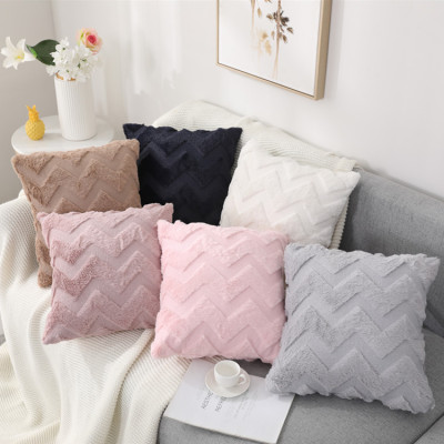 INS Amazon Hot Rabbit Fur Quilted Wave Pattern Pillow Cover Couch Pillow Bedside Cushion Living Room Back Cushion