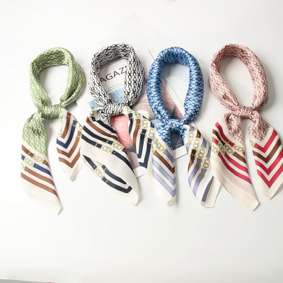 Silk Scarf Manufacturers Spring and Summer 70cm Small Square Towel Ins Style Simple All-Match Small Scarf Ornament Scarf Hair Band Wholesale