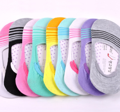 (Foot Charm) New Korean Style Women's Low-Cut Liners Socks Heel Point Silicone Socks Non-Slip Anti-Drag Anti-Slip Boat Socks