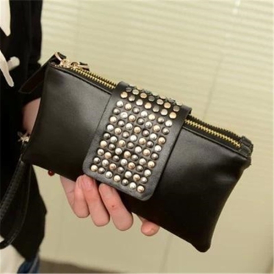 Factory Wholesale New Women's Handbag Korean Style Rivet Clutch Women's Handbag Women's Long Wallet