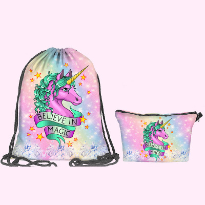 Factory in Stock Backpack Drawstring Cloth Bag Customizable Logo Best Seller in Europe and America Unicorn Bag Sports Drawstring Bag