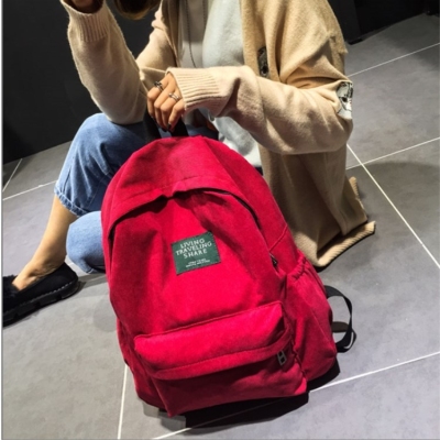 2021autumn and Winter New Corduroy Backpack Korean Style Women's Personalized Double Back Primary School Junior High School Student Schoolbag